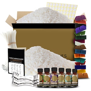 All Inclusive Candle Making Kit with 128 Pcs- 10lbs Soy Candle Wax with 16 Dye Blocks, 6 Fragrance Oil, Cotton Wicks & Metal Centering Tool
