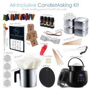 Complete DIY Candle Making Kit for Adults & Children Premium Candle Making Supplies Optional Additional Soy Wax and Electric Melting Pot 2LB + Melting Pot