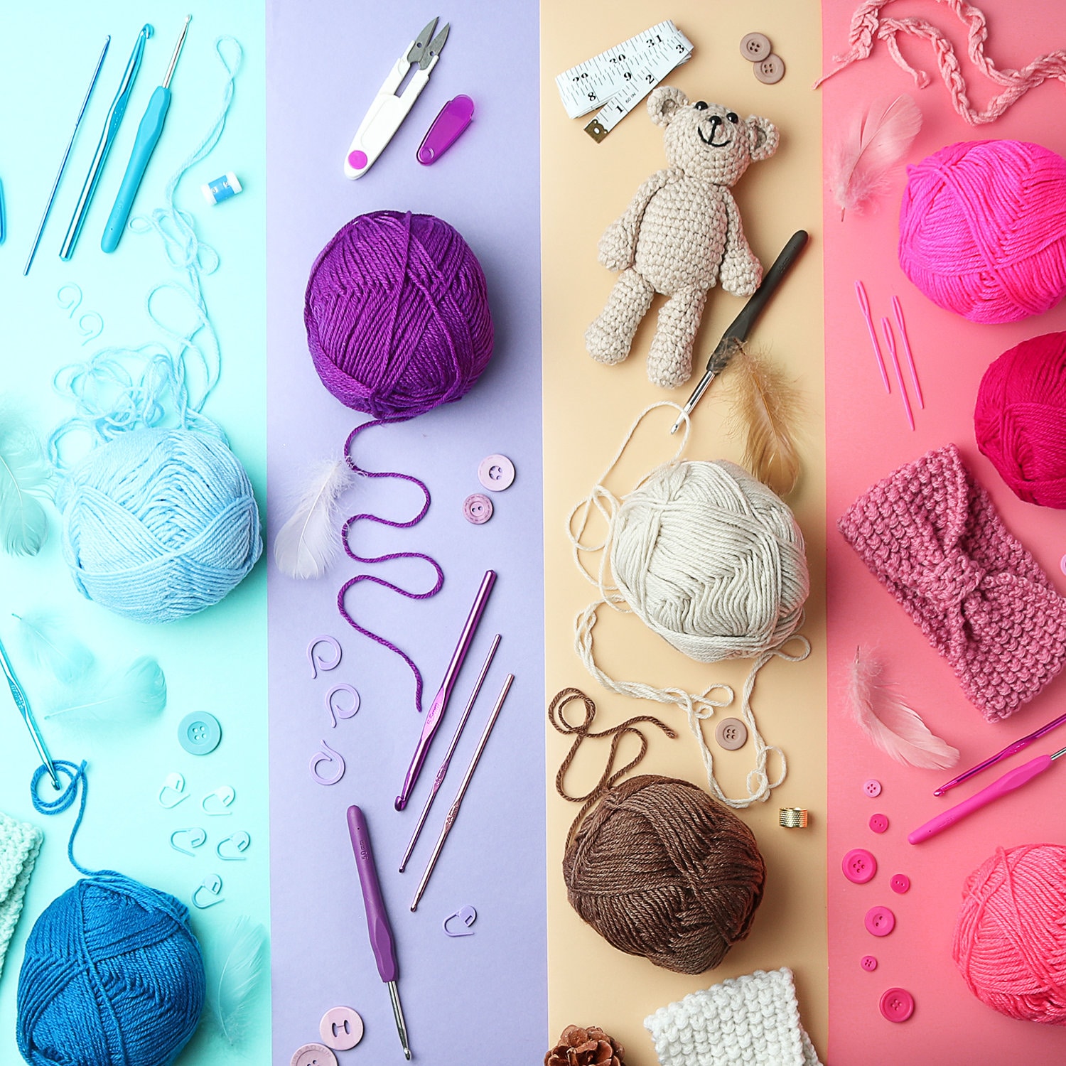 Kit de crochet para bricolaje con ganchos de crochet, juego de hilos para  todas las edades, incluye ovillos de hilo, agujas, kit de accesorios, bolsa  de mano y mucho más, 73 piezas 