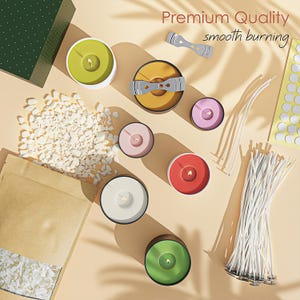 Soy Candle Wax for Candle Making, Kit Includes Premium Natural Soy Wax Flakes, Cotton Candle Wicks, Wick Stickers, Centering Devices image 2