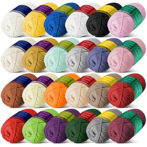 Soft Yarn for Crocheting–Crochet & Knitting Yarn, Beginner Yarn with Easy-to-See Stitches, Pack of 12 and 24, Cotton/Nylon Blend Yarn
