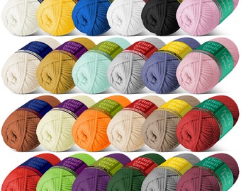 Soft Yarn for Crocheting–Crochet & Knitting Yarn, Beginner Yarn with Easy-to-See Stitches, Pack of 12 and 24, Cotton/Nylon Blend Yarn
