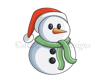 Snowman- Instant digital download, PNG, JPG, SVG files, hand drawn, clipart, Christmas Clipart