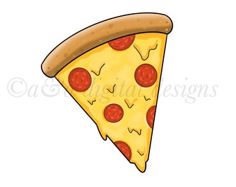 Pizza Slice-Instant digital download, PNG, JPG files, hand drawn, clipart, pizza, food clipart