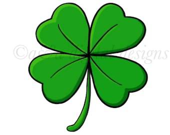 Four Leaf Clover- Instant digital download, SVG, PNG, JPG files, hand drawn, St. Patricks Day Inspired Clipart