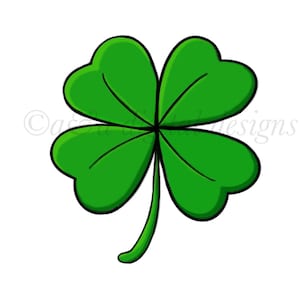 Trèfle à quatre feuilles - Téléchargement numérique instantané, fichiers SVG, PNG, JPG, dessinés à la main, Clipart inspiré de la Saint-Patrick