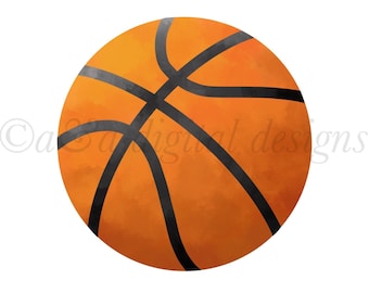 Basketball- Instant digital download, PNG, JPG files, hand drawn, clipart, Sports clipart