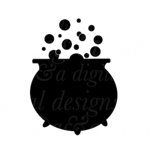 Cauldron Silhouette-Instant digital download, PNG, SVG, and JPG files, hand drawn, halloween, clipart
