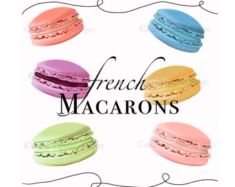 Realistic French Macarons- Instant digital download, PNG, JPG files, hand drawn, clipart