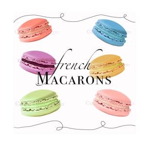 Realistic French Macarons- Instant digital download, PNG, JPG files, hand drawn, clipart