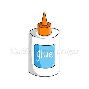 school glue bottle png file for sublimation or print projects, school glue  bottle clipart file, school supply clipart png file, hand drawn