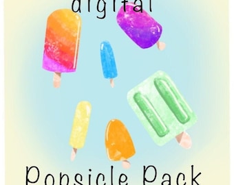Frosty Popsicle Pack- Instant digital download, PNG, JPG, hand drawn, clipart