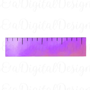 Purple Ruler- Instant digital download, PNG, JPG files, hand drawn, ruler, school, clipart