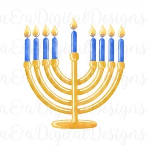 Menora: Sofortiger digitaler Download, Chanukka, Chanukka, Winter, png, jpg, handgezeichnet, Clipart