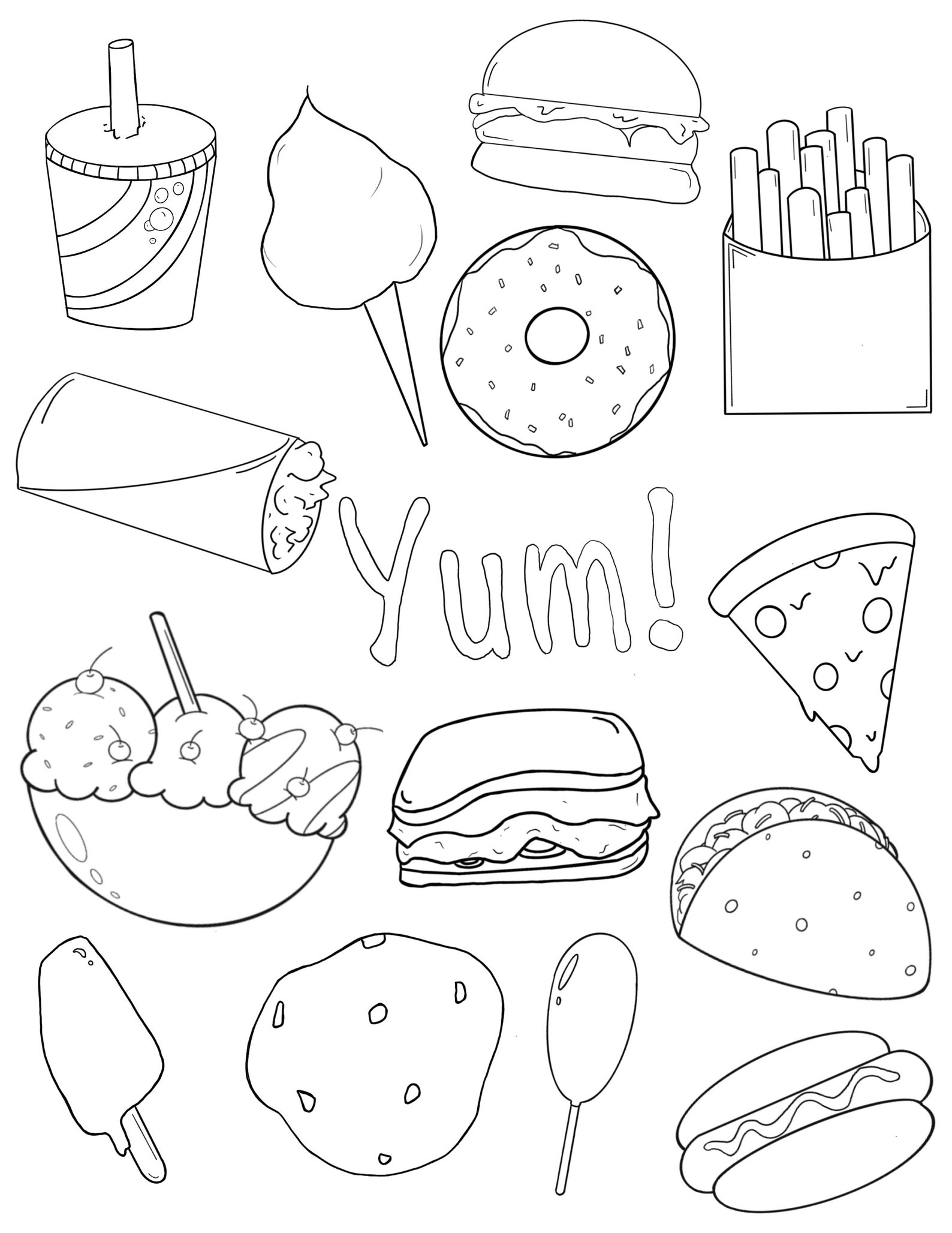 Food Coloring Page Printable Coloring Sheet Digital Download PDF Food Coloring Page Printable Coloring Sheet Digital Download PDF
