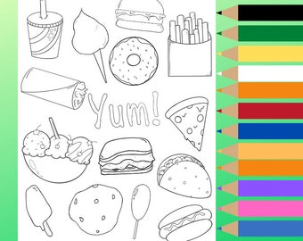 food coloring pages etsy israel