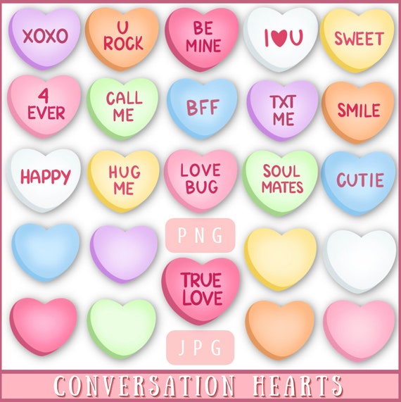 Conversation Hearts- Instant Digital Download, PNG, JPG Files