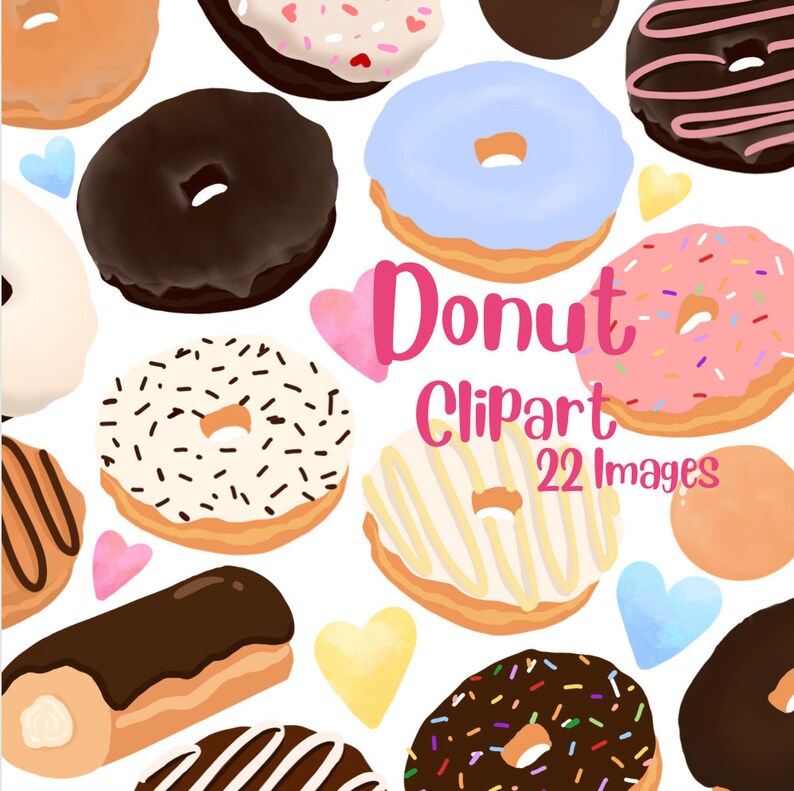 Donut Variety Pack Instant Digital Download PNG JPG Hand Etsy