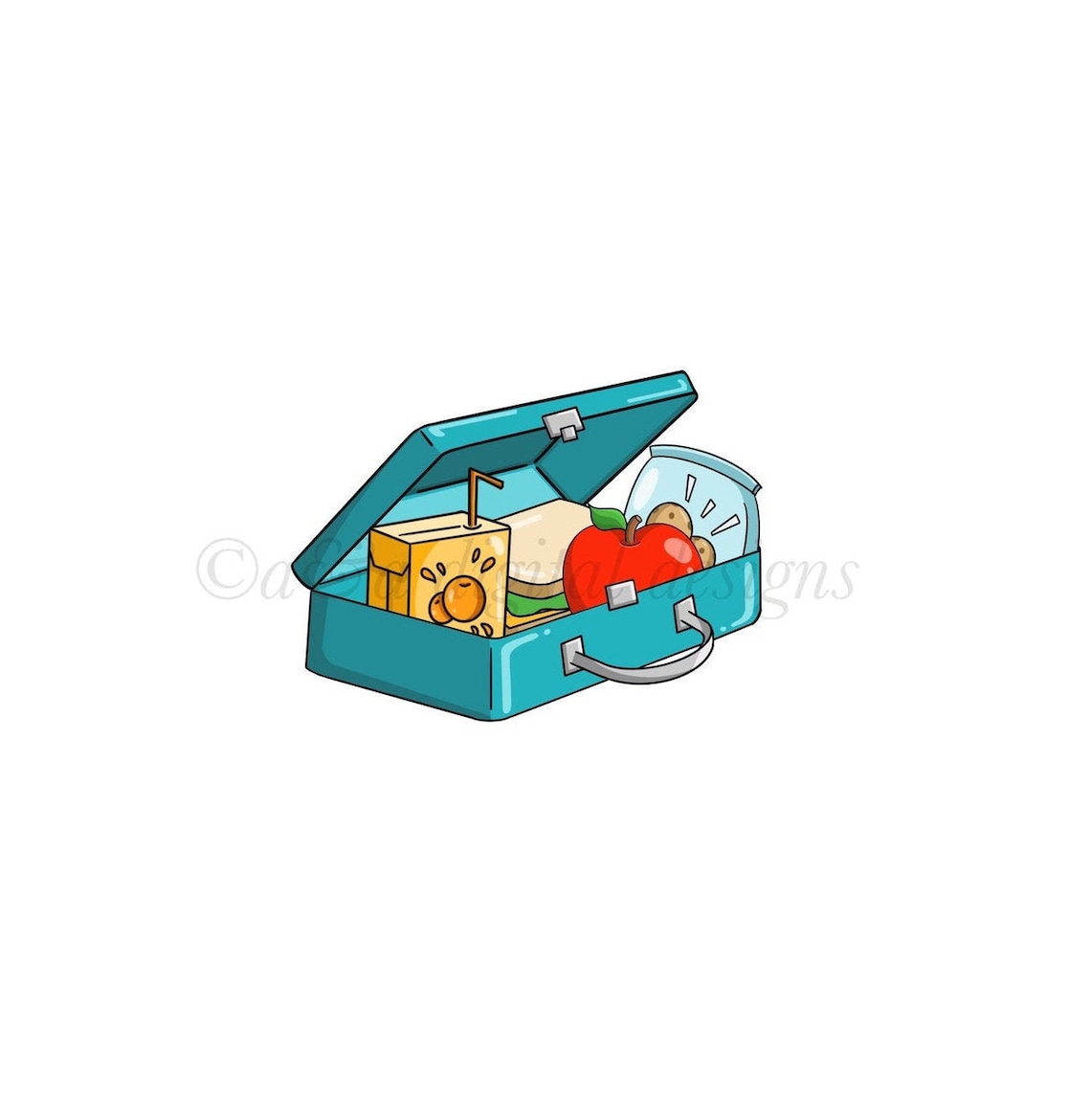 Full Lunch Box Instant Digital Download, PNG, JPG, SVG Files, Hand