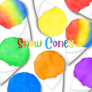 Snow Cones-Instant digital download, PNG, JPG files, hand drawn, clipart, snow cones