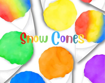 Snow Cones-Instant digital download, PNG, JPG files, hand drawn, clipart, snow cones