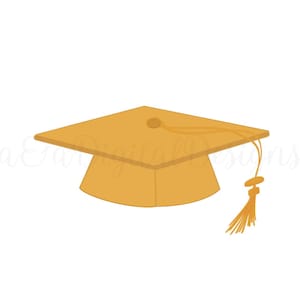 Gold Graduation Cap- Instant digital download, PNG and JPG, files, hand drawn, clipart, graduation