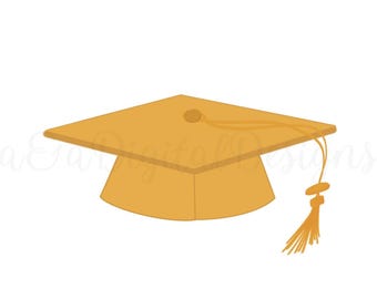 Gold Graduation Cap- Instant digital download, PNG and JPG, files, hand drawn, clipart, graduation