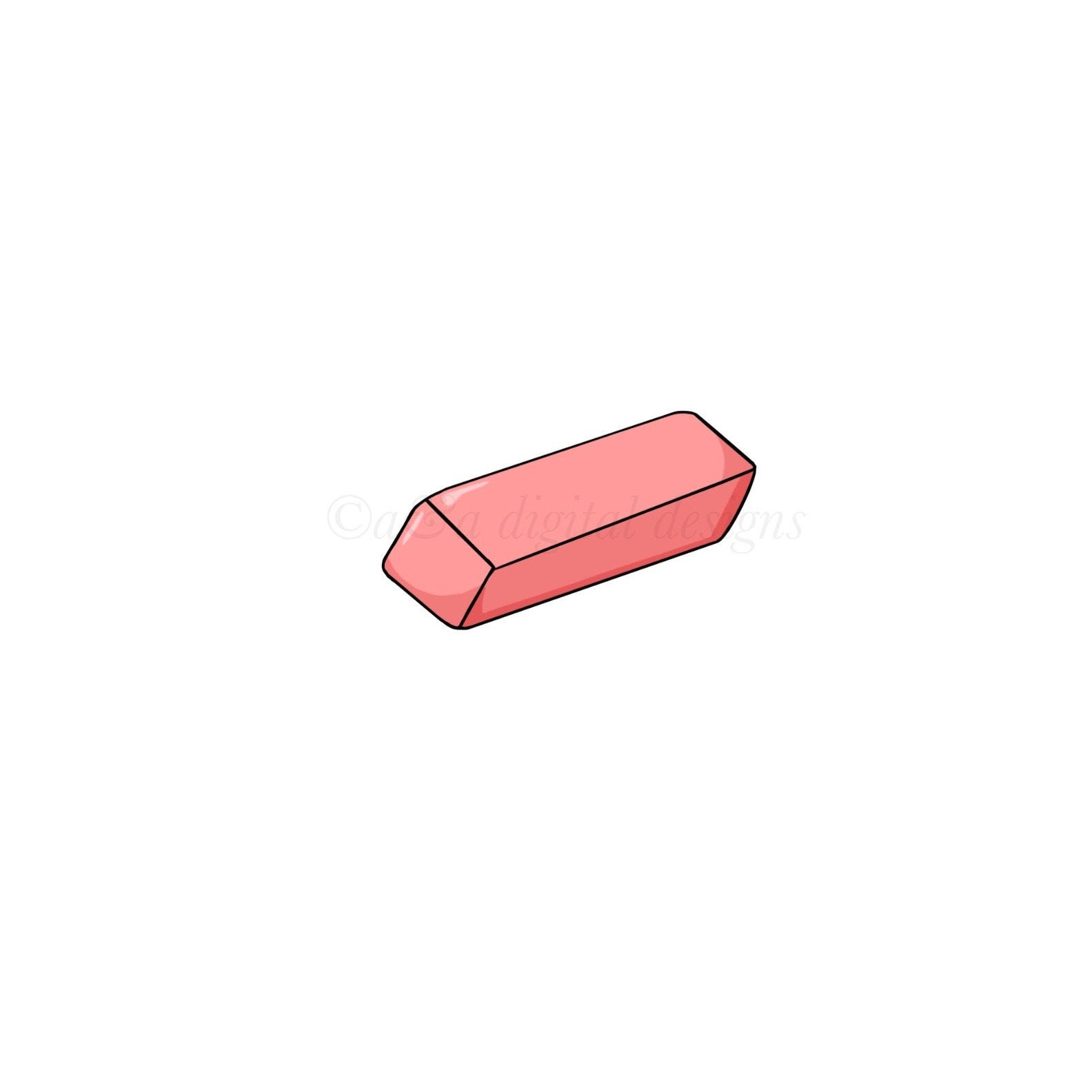 Pink Eraser Instant Digital Download, PNG, JPG, SVG Files, Hand Drawn