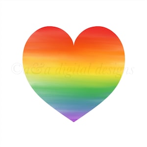 Painted Rainbow Heart-Descarga digital instantánea, PNG, archivos JPG, dibujado a mano, imágenes prediseñadas, Corazón, Imágenes Prediseñadas del Orgullo