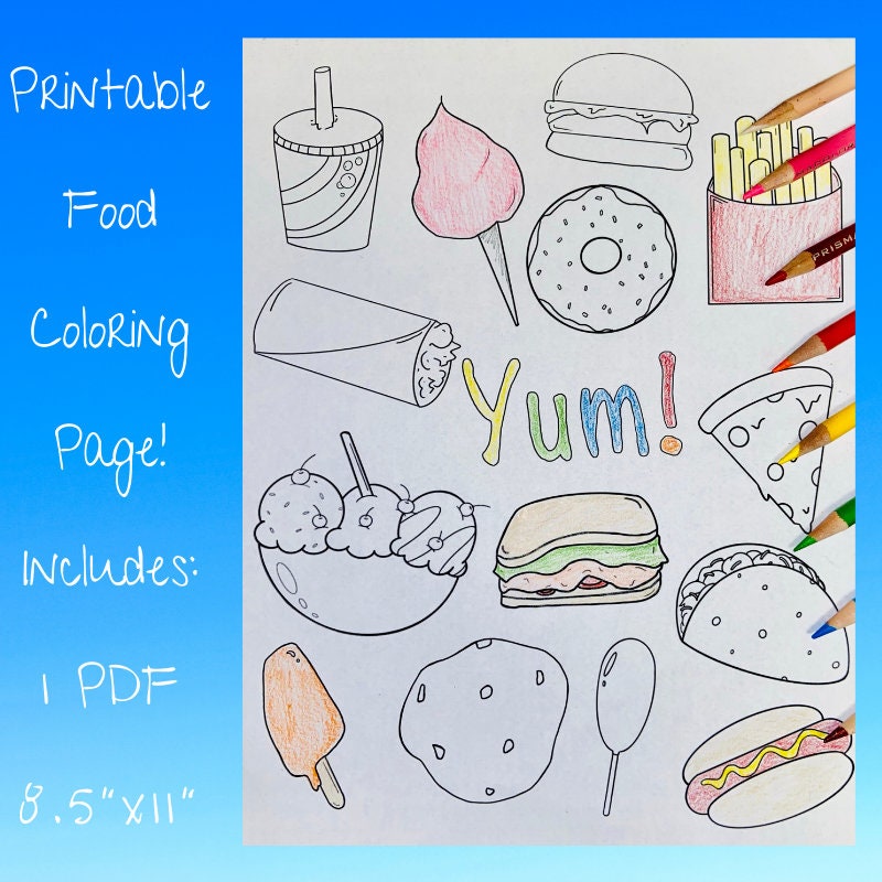 Food Coloring Page- Printable Coloring Sheet, Digital Download, PDF, Food Coloring Sheet, PDF Coloring Page - Etsy food-coloring-page-printable-coloring-sheet-digital-download-pdf-food-coloring-sheet-pdf-coloring-page-etsy