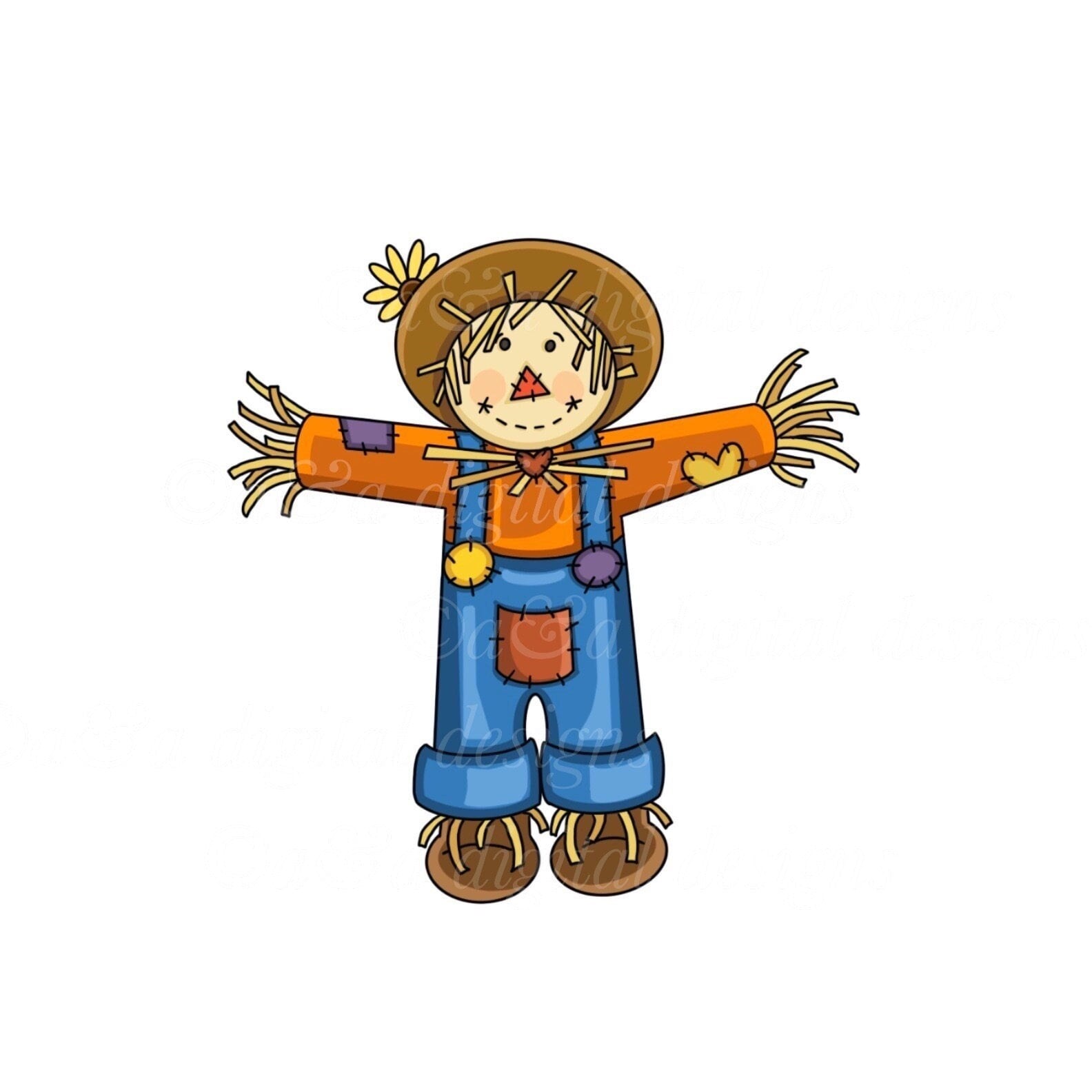 Scarecrow Instant Digital Download, PNG, JPG, SVG Files, Hand Drawn, Clipart  - Etsy