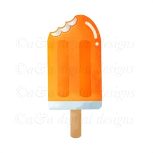 Orange Creamsicle- Natychmiastowe pobieranie cyfrowe, pliki PNG, JPG, rysowane ręcznie, lody na patyku, krem pomarańczowy, dreamsicle, deser, clipart