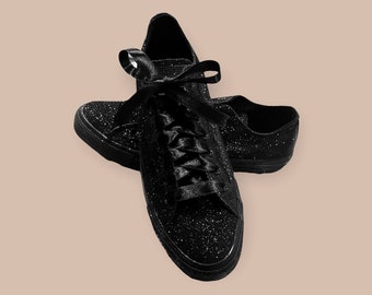 black sparkly plimsolls
