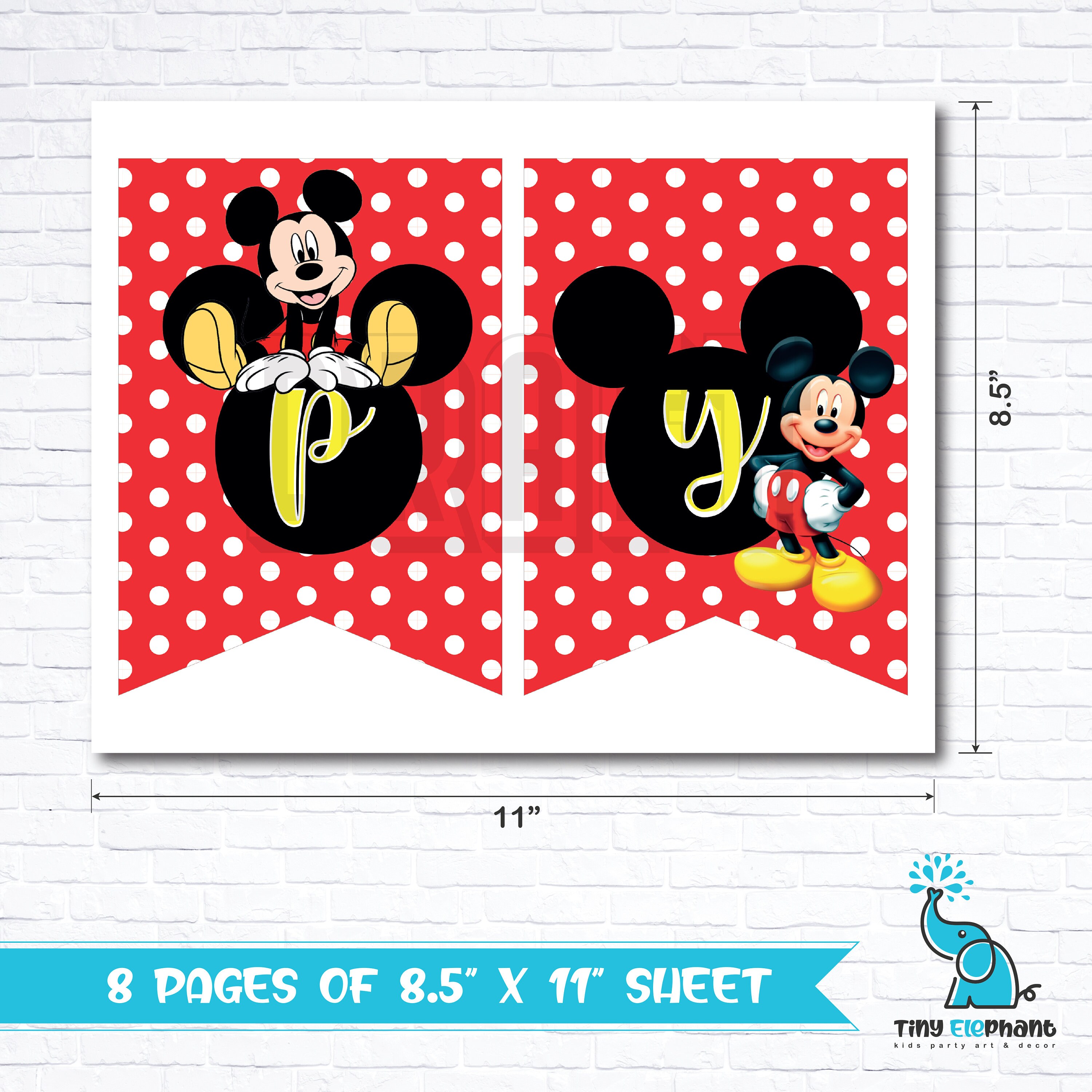 Mickey Mouse Happy Birthday Banner . Mickey Birthday - Etsy UK