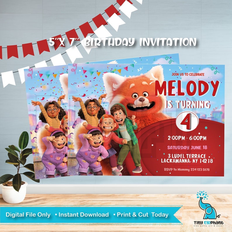 Turning Red Birthday Invitation.turning Red Party Theme. Etsy