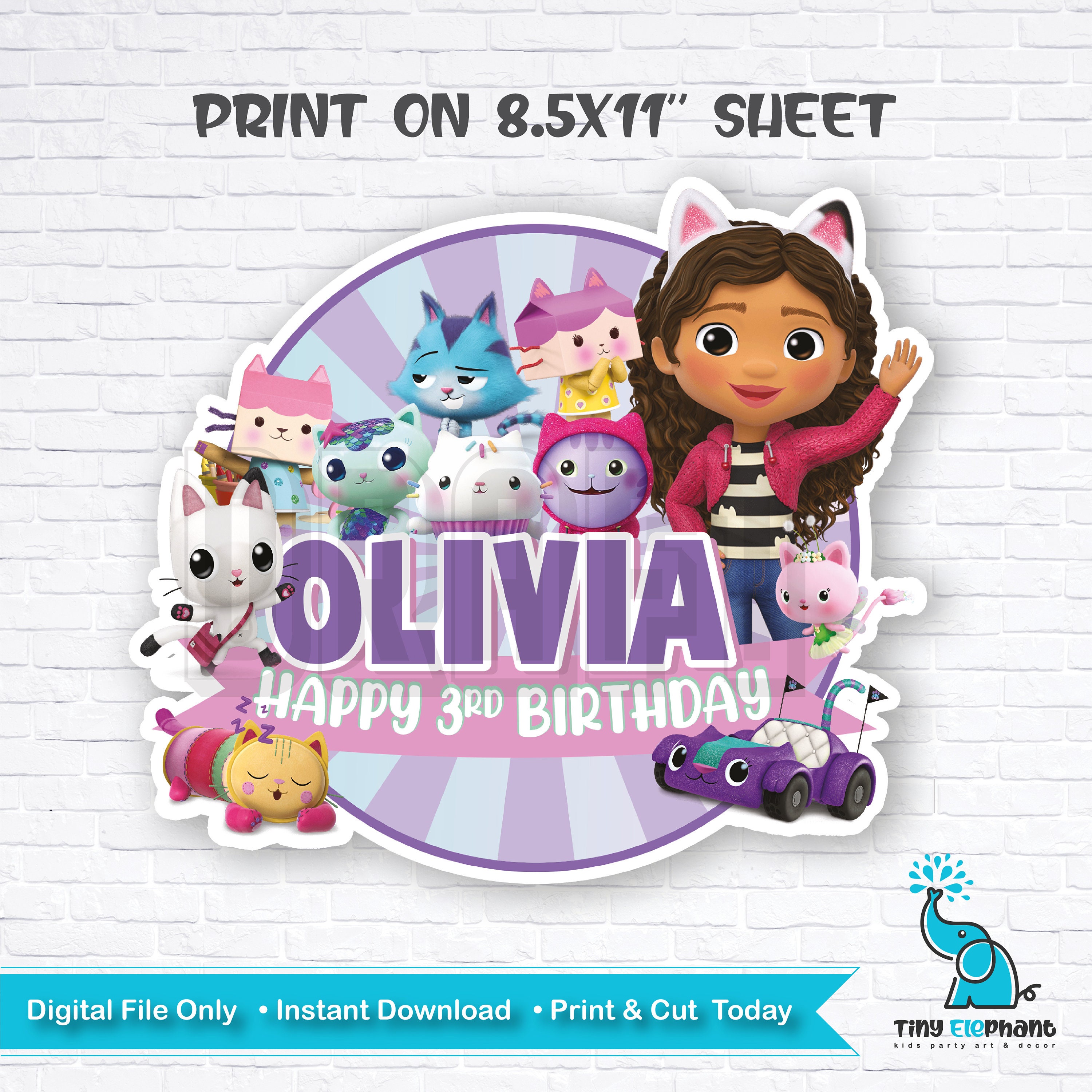 Gabby Dollhouse Cake Topper Printable