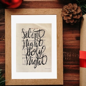 Christmas Hymns| Joy to the world | Silent Night | Vintage Hymnal Wall Art |  Handlettered Christian Art | Vintage Decor | Gift