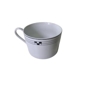Set of 3 POTTERY BARN Japan White Black Checkered Porcelain Coffee Cup