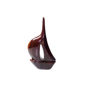 BARBADOS Mahogany Wood SAILBOAT Carved Figurine 6.5&quot;