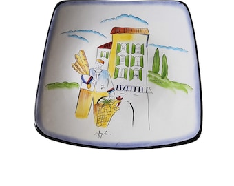 SAKURA Provence by Apple White Blue - Bandeja para servir cuadrada grande de 13" (cantidad: 1)