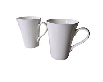MIKASA Lausanne White Bone China Tall Slender Coffee Mug Set of 2