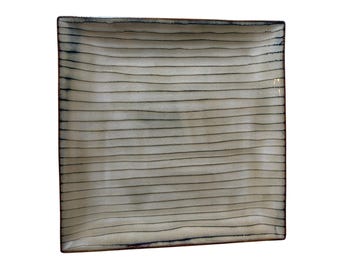 Set of 2 THRESHOLD Tan Brown BAMBOO Stoneware Square 10.25" Plates