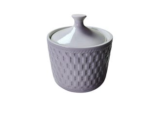 Azucarero SAKURA de tejido de cesta blanco con tapa