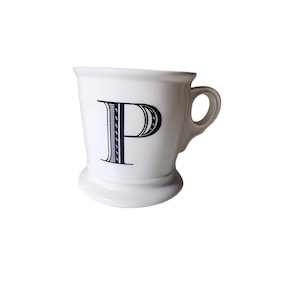 ANTHROPOLOGIE Black White "P" Letter Coffee Tea Mug Cup Bild 1