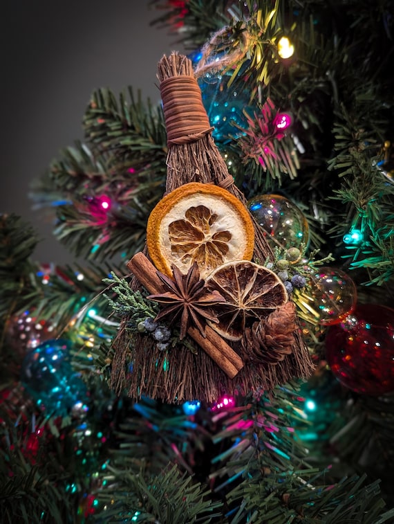 Mini Cinnamon Scented Witch Besom With Dried Citrus,altar Decor