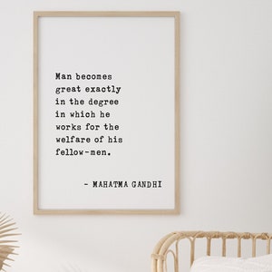 Mahatma Gandhi Zitat Wandkunst - Inspirierendes schwimmendes Zitat für wohltätige Zwecke, Motivationsdekor, Wohlergehen anderer
