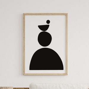 Arte de pared moderno de mediados de siglo, decoración geométrica abstracta neutra para el hogar, arte de galería minimalista en blanco y negro, decoración del hogar estilo boho