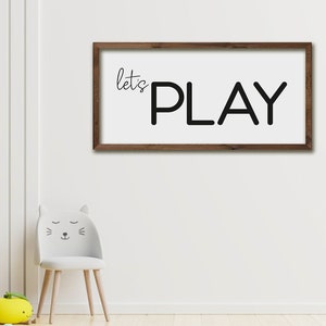 Letrero &quot;Let&#39;s play&quot;, decoración de sala de juegos, letrero de sala de juegos, decoración de habitación de niños, letrero de sala de juegos para niños / decoración de pared de sala de juegos, decoración de sala de juegos escandinava