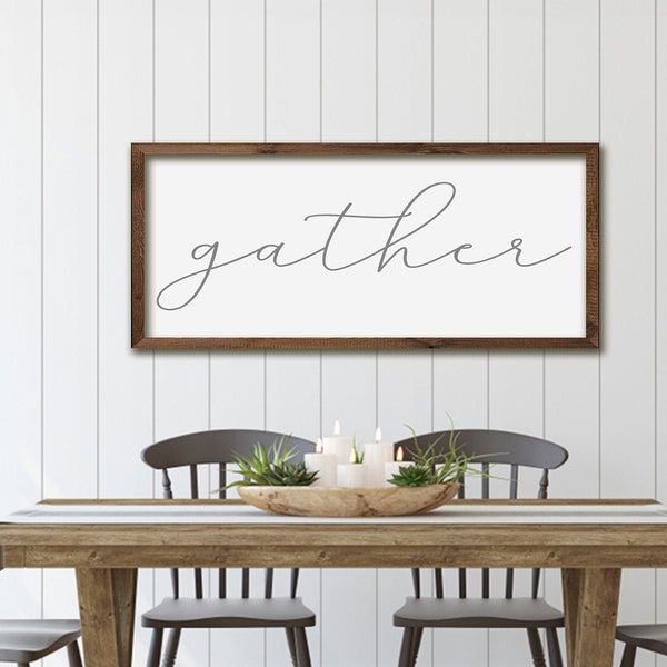 40% OFF Gather Wood Sign , Dining Room Sign , Large Gather Sign , Farmhouse Fall Sign ,  Framed Gather Wood Signs , Wooden Signs