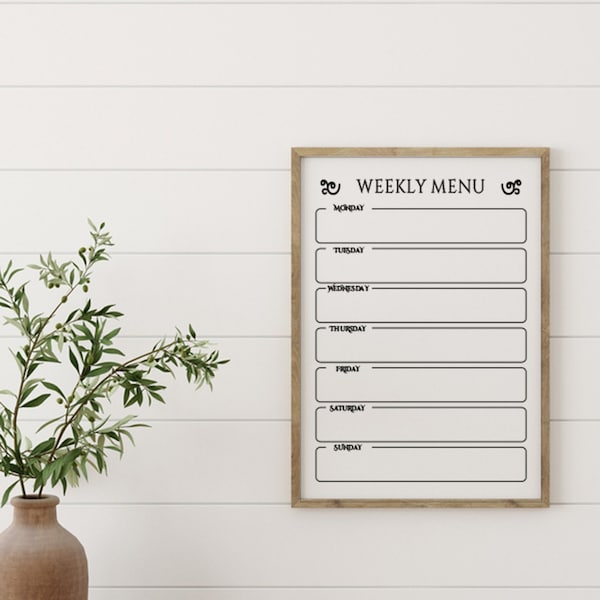 40% OFF Customizable weekly planning sign,  Weekly Layout Chart, Farmhouse decor kitchen, Meal Planner Board